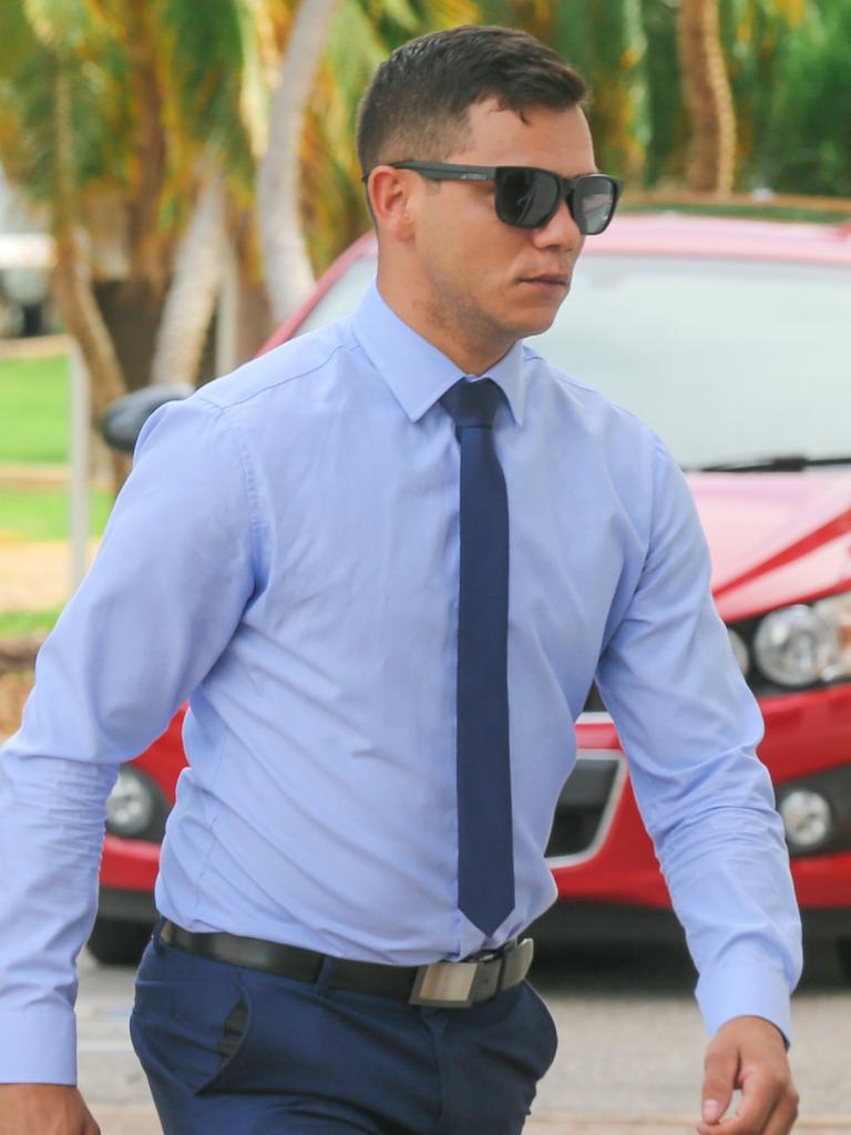 NT jockey Raymond Vigar enters the NT Supreme Court after pleading not guilty to assault Picture: Glenn Campbell