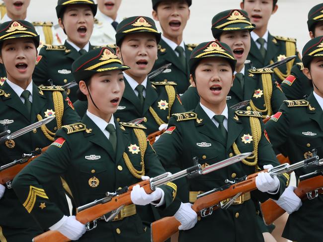 Female soldiers of the Guard of Honour of the People's Liberation Army. Picture: Getty