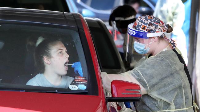 A woman is test at the Don Tatnell Leisure Centre. Picture: NCA NewsWire/ David Crosling