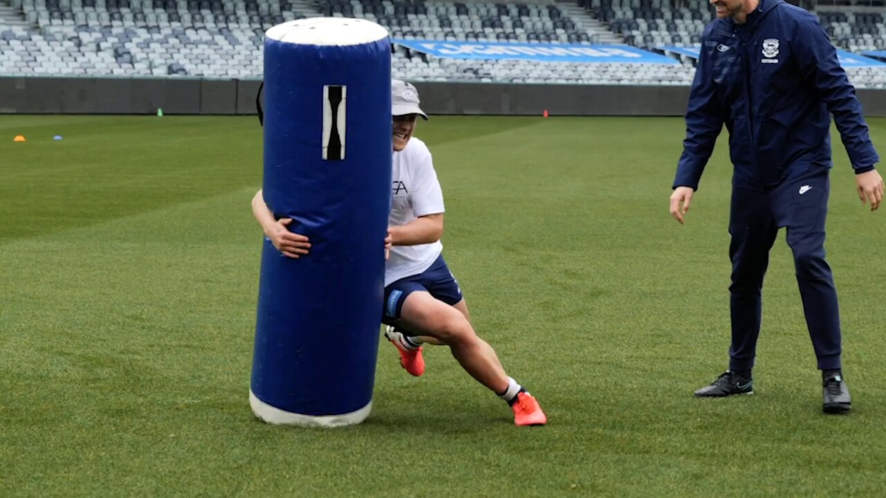 Gary Ablett was put through his paces at training. Picture: Cats Media