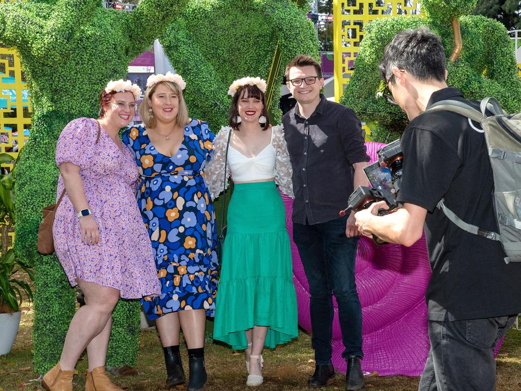 Tamike McCracken, Hannah Keal, Olivia Thurecht and James Rae. Festival of Food and Wine, Queens Park, Toowoomba Carnival of Flowers. Saturday September 10, 2022 Picture: Bev Lacey
