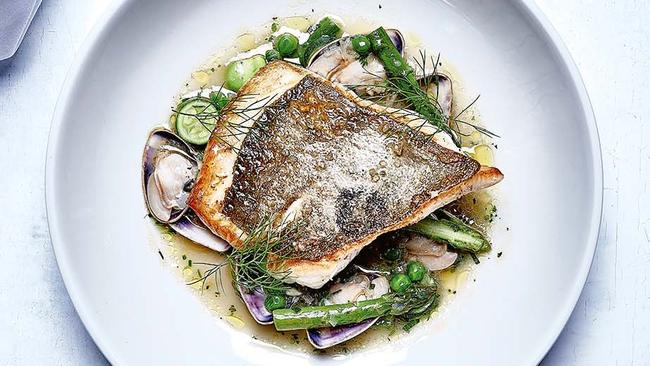 Seafood dish at Bannisters Port Stephens. Picture: David Griffen