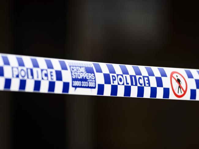 Generic police tape at a crime scene with Crime Stoppers number, qps, queensland police service, Sunday, March 23, 2025. Picture: Kevin Farmer