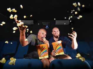 STILL AROUND: Owner of Big Screen Cinemas Caloundra Nick Struik (left) and son Anthony, can host up to 9000 people a week through their cinema. Picture: Patrick Woods