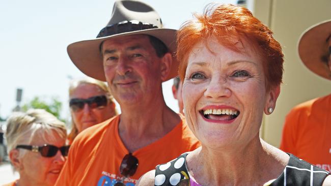 One Nation Federal Leader Pauline Hanson on the campaign trail in Cairns. Picture: AAP