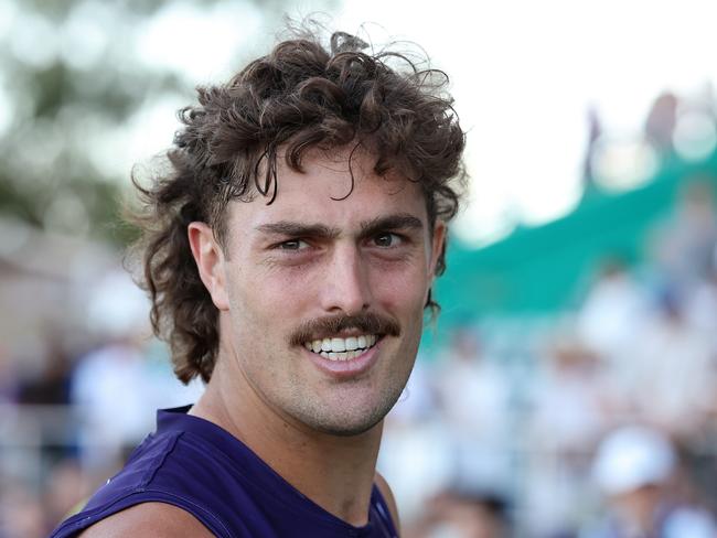 PERTH, AUSTRALIA - MARCH 02: Luke Jackson of the Dockers looks on following the 2025 AAMI AFL Community Series match between the Fremantle Dockers and Melbourne Demons at Rushton Park on March 02, 2025 in Mandurah, Australia.  (Photo by Paul Kane/Getty Images)