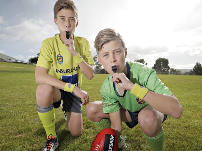 Brothers Dave, 14 and Andrew, 13, Monks who both umpire football. This week is National Community Umpiring Week, as the game takes a chance to celebrate the work of umpires in local football and to encourage people to get involved in umpiring football at the grassroots level. Picture: RICHARD JUPE
