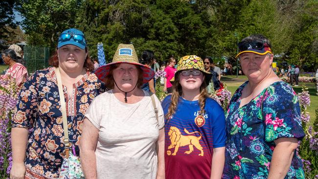 Alyson Schnaars (left) with Carol Schnaars, Chloe and Julie Dempsey in Botanic Gardens, Queens Park during the Carnival of Flowers, Sunday, September 22, 2024. Picture: Bev Lacey