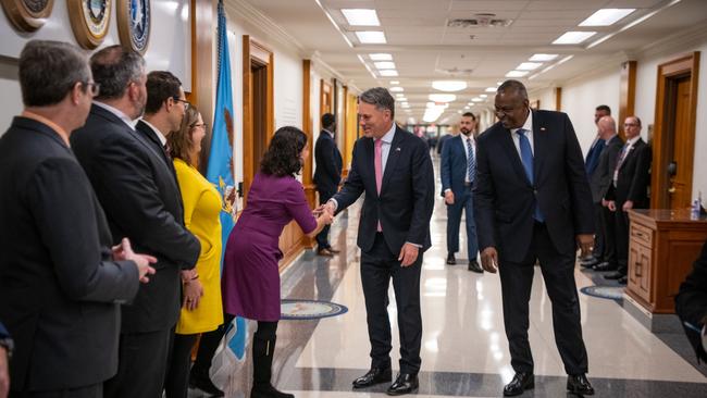 Mr Marles and US Defence Secretary Lloyd Austin at the Pentagon. Picture: US Air Force Tech Sgt Jack Sanders