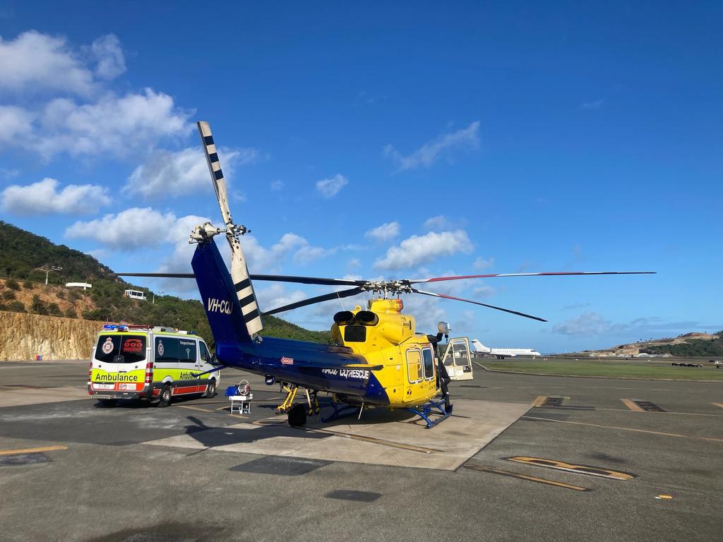 RACQ CQ Rescue flew a Victorian tourist from Hamilton Island after a near-drowning off a boat in the Whitsundays on August 11. Picture: RACQ CQ Rescue