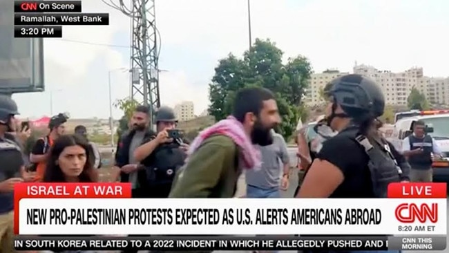 CNN reporter Sara Sidner accosted by furious Palestinian protesters. Picture: Fox News