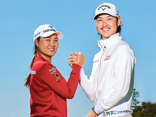 EMBARGO FOR TWAM 04 NOV 2023. FEE MAY APPLY. Sibling Golfers Minjee and Min Woo Lee in Perth. Stef King/TWAM