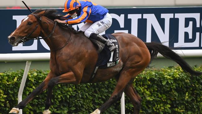 Mogul ridden by Ryan Moore wins the Hong Kong International Vase at Sha Tin. Picture: Peter Parks / AFP