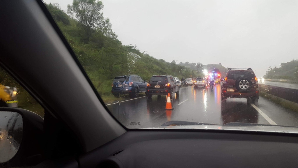 A car has crashed on the Warrego Highway. Picture: Contributed