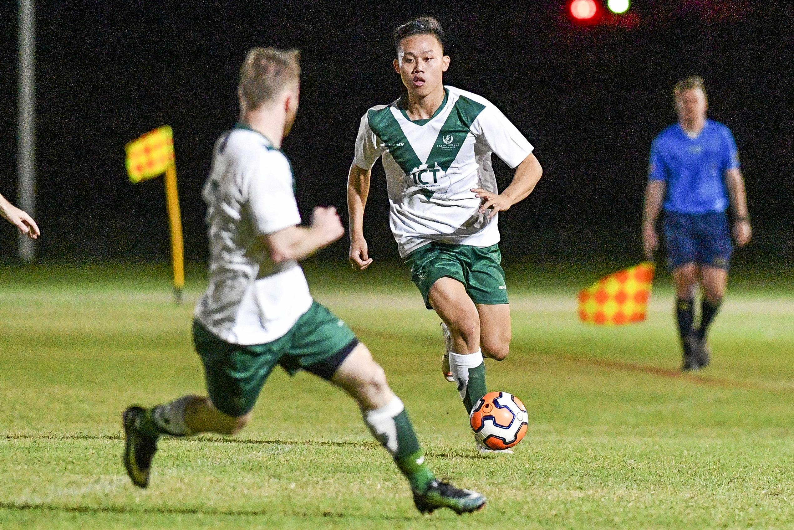 Clinton FC vs frenchville in the Central Queensland Premier League, division one. PICTURED: Tinh Nguyen. Picture: Matt Taylor GLA030819SOCC