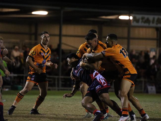 Israel Folau makes his Rugby League Gold Coast debut for Southport Tigers against defending champions Runaway Bay at Owen Park, Southport. Pic Mike Batterham