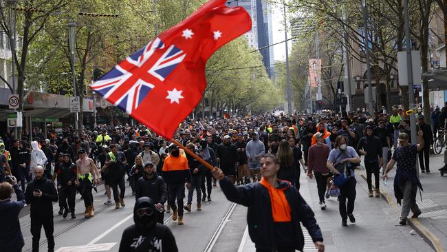 Daniel Andrews has condemned protesters who spat at health workers administering Covid-19 vaccines. Picture: Alex Coppel