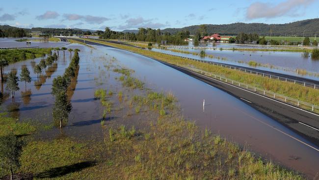 The M1 Pacific Motorway is being closed at Maclean as flood waters continue to rise. Picture: Toby Zerna