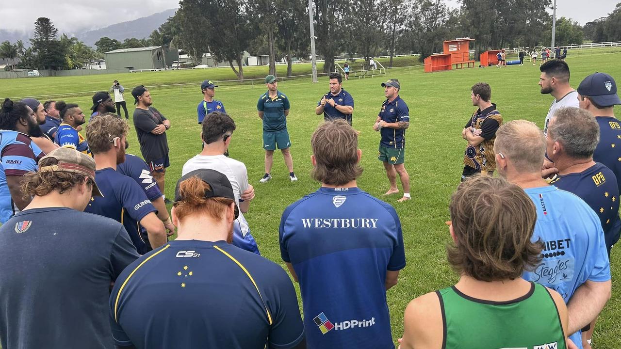 Players involved in the Australian deaf rugby trials in Dapto. Picture: Facebook.