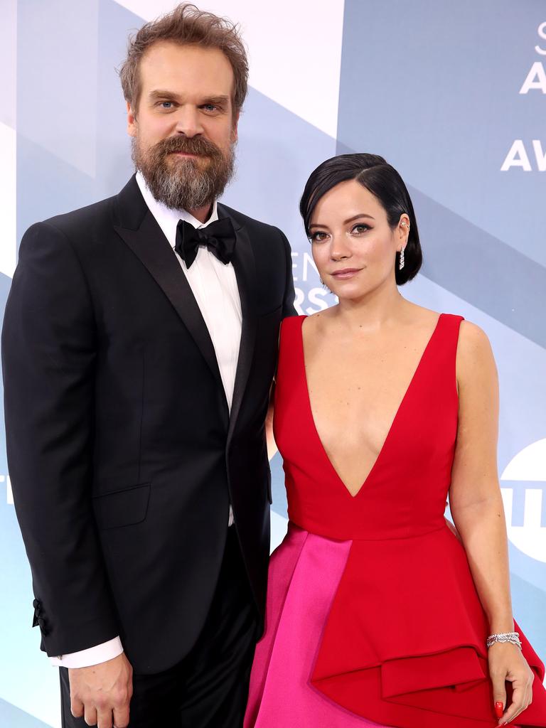 With her husband, David Harbour. Picture: Rich Fury/Getty Images