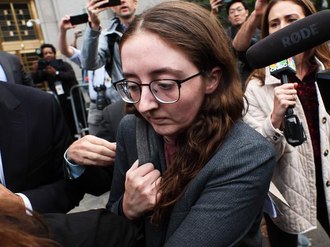 NEW YORK, NEW YORK - OCTOBER 10: Caroline Ellison, former chief executive officer of Alameda Research LLC, leaves Manhattan Federal Court after testifying during the trial of FTX CEO Sam Bankman-Fried, on October 10, 2023 in New York City. Bankman-Fried has pleaded not guilty to seven counts of fraud and conspiracy in connection with the collapse of the crypto exchange he founded, FTX.   Michael M. Santiago/Getty Images/AFP (Photo by Michael M. Santiago / GETTY IMAGES NORTH AMERICA / Getty Images via AFP)