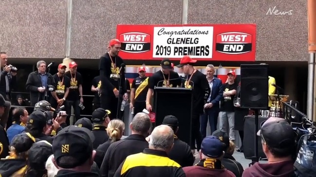 SANFL Glenelg premiership brewery chimney unveiling