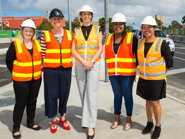 VicRoads streamlining Hoddle St operations manager Catherine Gunn, acting deputy chief executive Robyn Seymour, senior projects engineer Matilda Tonkin, director of operations Fatima Mohamed and manager of project delivery Thanasinh Boupha.