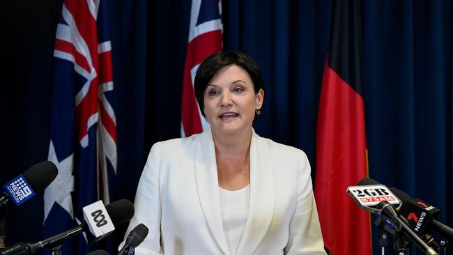 Outgoing NSW Opposition Leader Jodi McKay speaks to the media last week. Picture: AAP Image/Bianca De Marchi