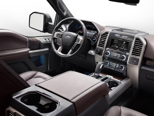 Left hand drive ... The interior of the Ford F-Series.
