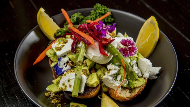 The avocado and feta on toast from Sandrino. Picture: Jerad Williams