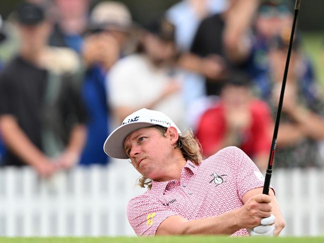 BRISBANE, AUSTRALIA - NOVEMBER 23: Cameron Smith of Queensland plays his shot during day one of the 2023 Australian PGA Championship at Royal Queensland Golf Club on November 23, 2023 in Brisbane, Australia. (Photo by Bradley Kanaris/Getty Images)