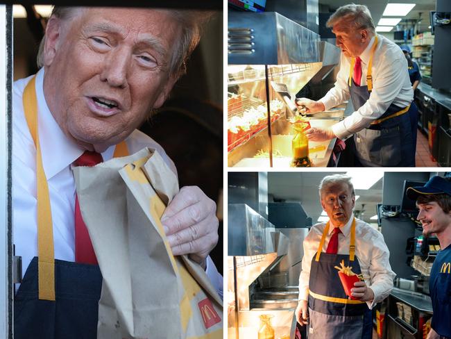 Donald Trump serves up fries at Maccas 4x3