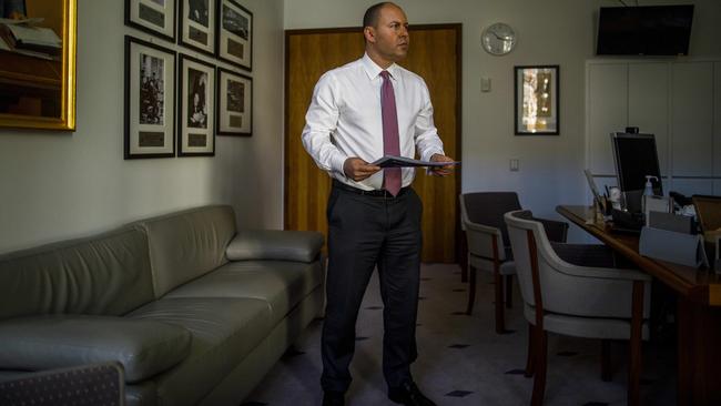 Josh Frydenberg in his office at Parliament House in Canberra. Picture: Sean Davey.