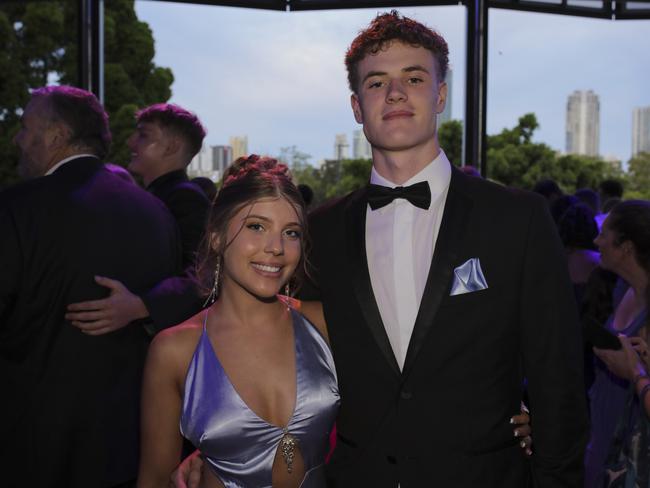 Elly Papadopoulos and Noah Van Der Laan at the Coomera Anglican College Formal at HOTA. Picture: Marcelo Lang.