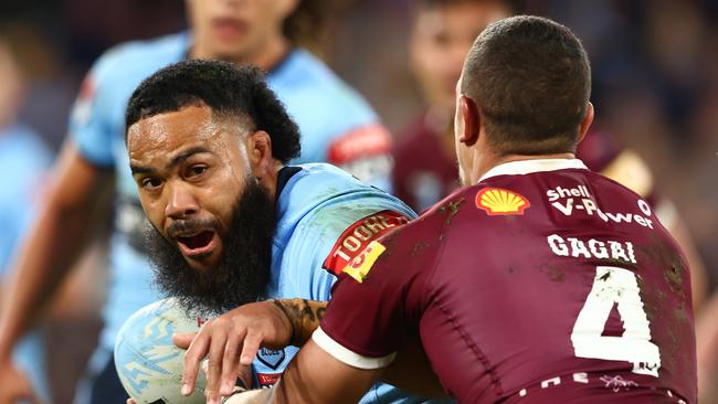 Siosifa Talakai during game three of the State of Origin Series between the Queensland Maroons and the New South Wales Blues at Suncorp Stadium on July 13, 2022, in Brisbane. Picture: Chris Hyde/Getty Images