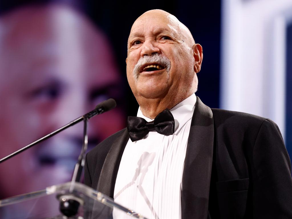 Michael Graham, addresses the room during the Australian Football Hall of Fame. Picture: Getty Images