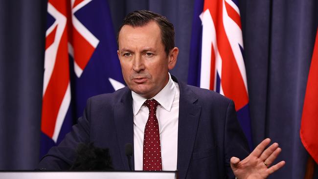 WA Premier Mark McGowan says WA’s hard borders will return “overnight” if international traveller restrictions are eased. Picture: Getty