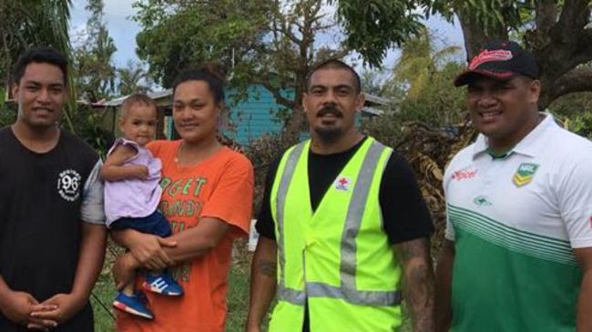 Tongan World Cup captain Sika Manu travelled to Tonga to help with cyclone relief.