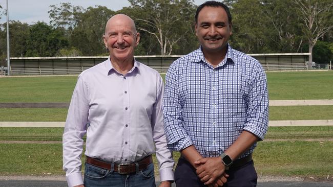 State election candidates for the seat of Coffs Harbour: Labor's Tony Judge and The Nationals Gurmesh Singh at the ballot draw on Thursday morning. Picture: Chris Knight