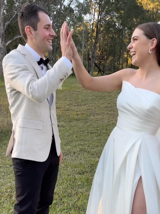 The bride and groom Mitchell Gaffney and Madeleine Edsell.