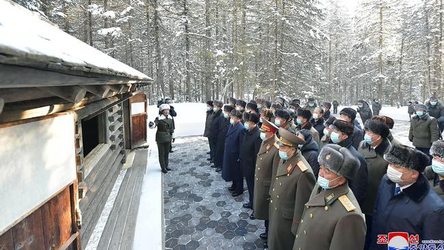 The excitement was near fever-pitch when these North Korean officials visited Kim Jong-il's ‘birthplace’ on the 80th anniversary of his birth, in Baekdusan. Picture: AFP