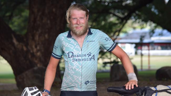 Nicholas Tremaine when he reached Townsville on his mammoth 'Distance for Dementia' tour of Australia.