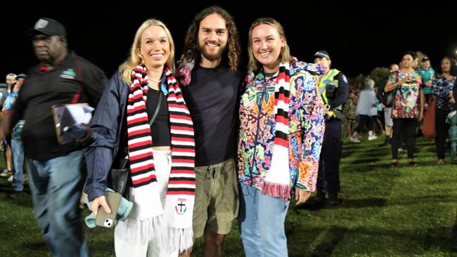 Izzy Lukins, Jonah Lafferty and Franny Earp at Cazalys Stadium for the premiership match between St Kilda and Port Adelaide on Saturday night. Picture: Andreas Nicola