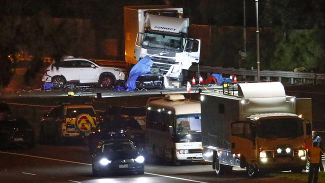 The crash site on the Eastern Freeway Kew. Picture: David Caird