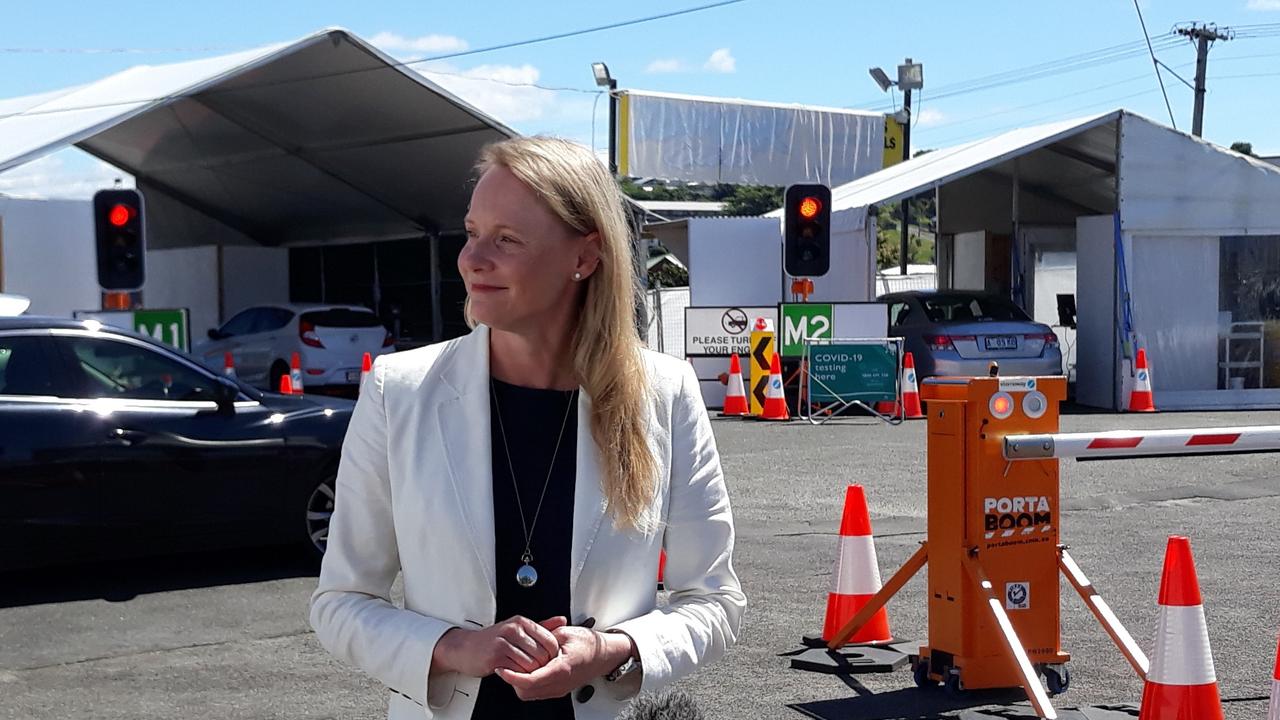 Health Minister Sarah Courtney at Launceston's COVID19 testing clinic.