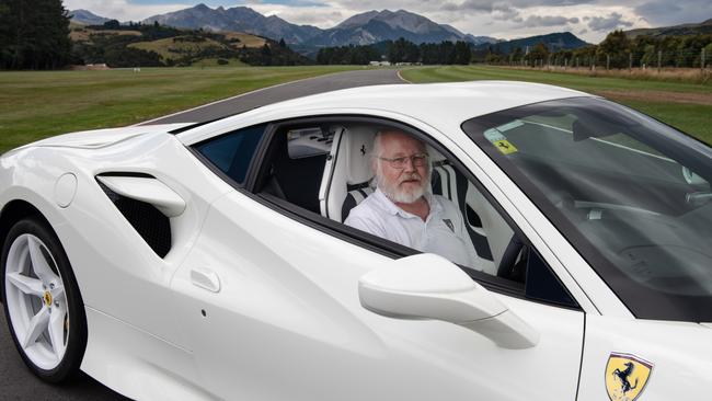 David Dicker gets behind the wheel of his Ferrari at Rodin Cars in Waiau, New Zealand. Picture: Kurt Langer