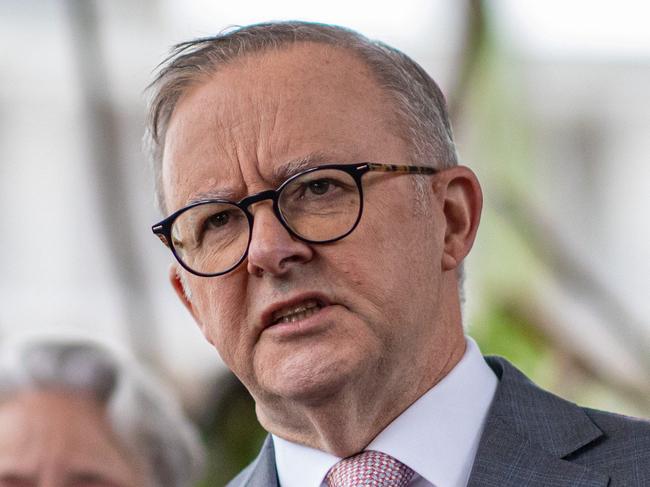 SYDNEY, AUSTRALIA - NCA Newswire Photos - APRIL 06, 2023: Prime Minister, Anthony Albanese addresses the media at the Wild Life Sydney Zoo. Picture: NCA Newswire / Christian Gilles