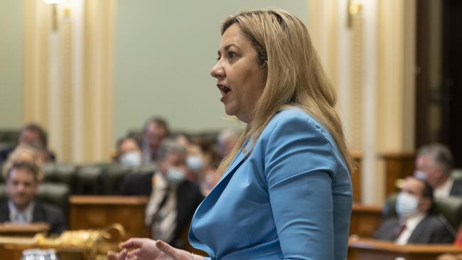 Queensland Premier Annastacia Palaszczuk during Question Time. Picture: NCA NewsWire / Sarah Marshall.