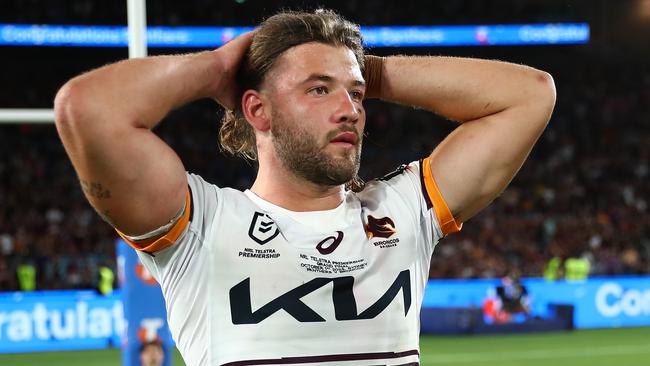 Pat Carrigan during their 2023 grand final loss to Penrith. Credit: NRL Images.