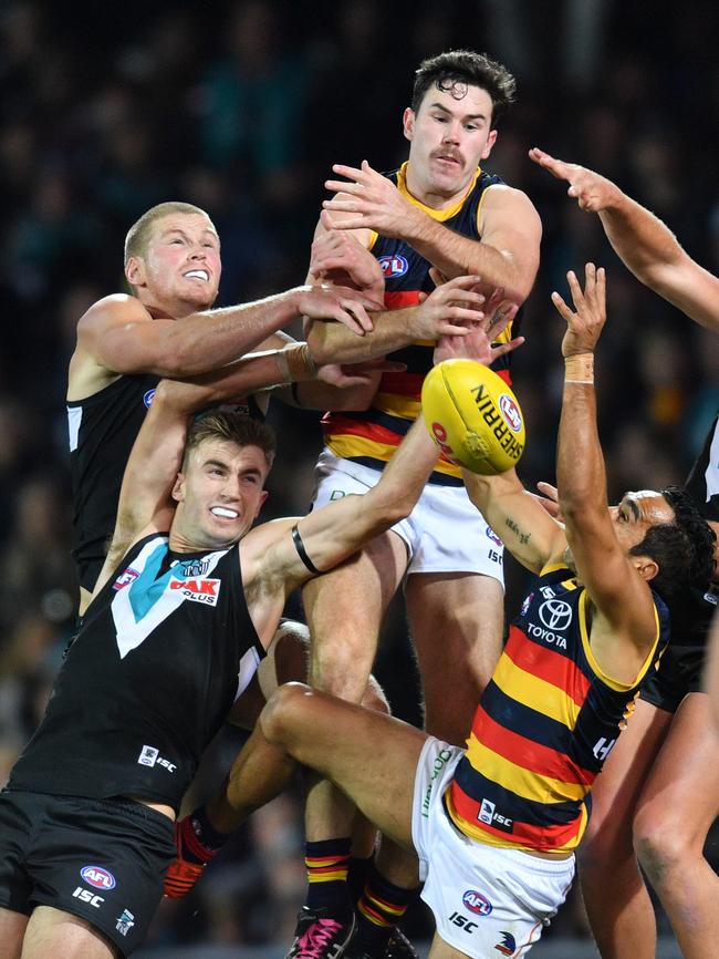 Mitch McGovern rises above the pack in the May Showdown. Picture: AAP Image/David Mariuz